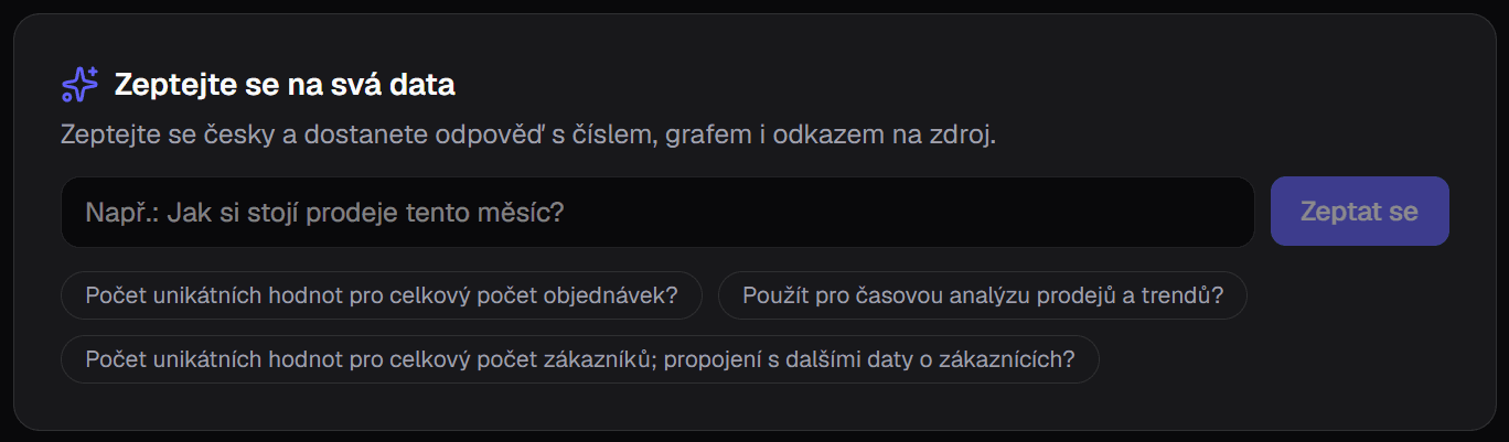 Datový chat Zeptejte se na svá data v appce Vyreportuj To